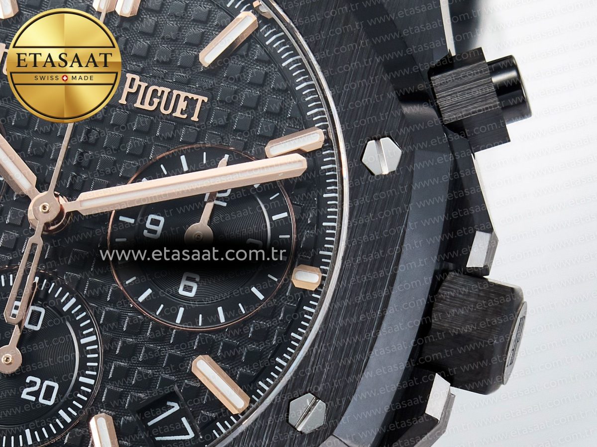 Audemars Piguet Royal Oak Chrono 26240 Black Ceramic APSF 1:1 Best Edition on Ceramic Bracelet SA4401 Super Clone - Görsel 11
