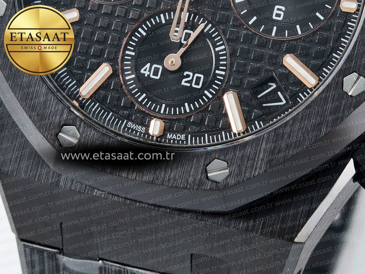 Audemars Piguet Royal Oak Chrono 26240 Black Ceramic APSF 1:1 Best Edition on Ceramic Bracelet SA4401 Super Clone - Görsel 12
