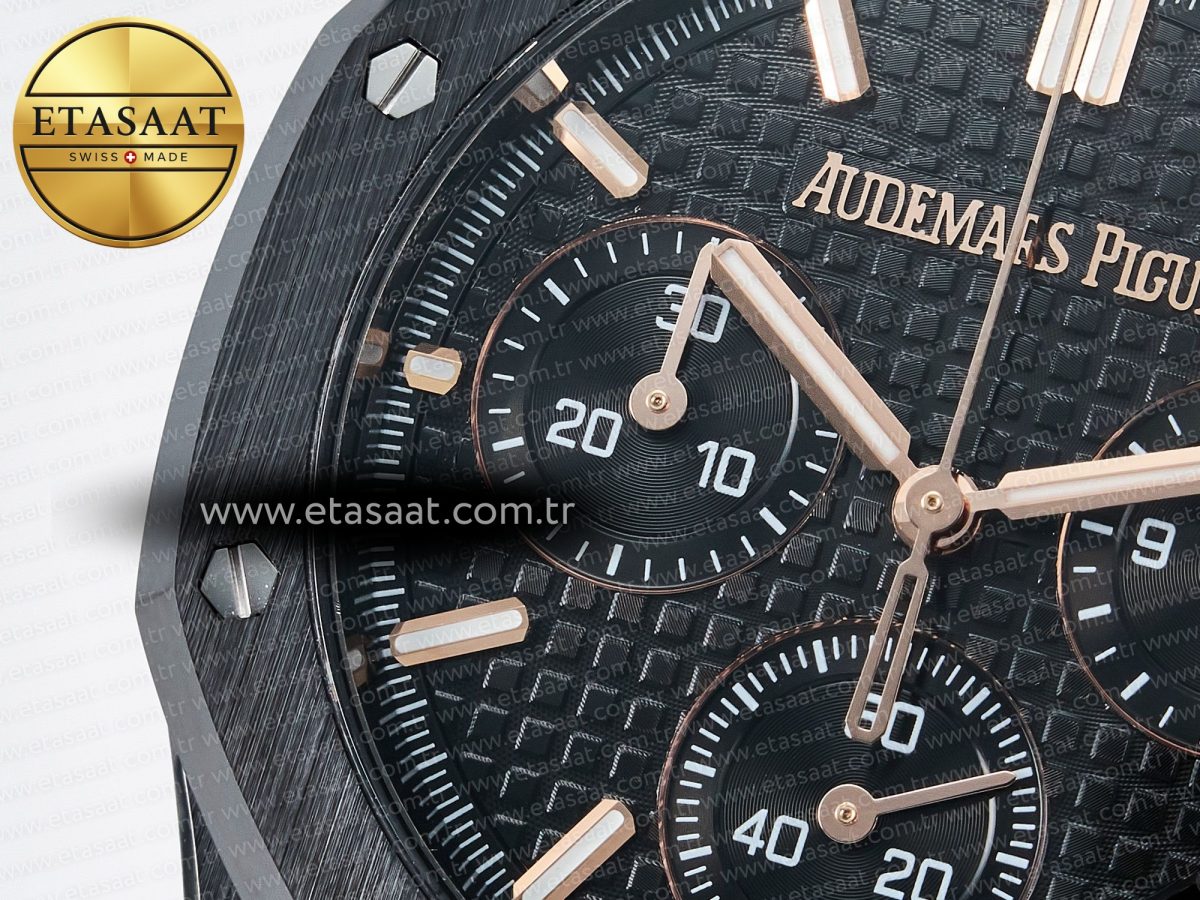 Audemars Piguet Royal Oak Chrono 26240 Black Ceramic APSF 1:1 Best Edition on Ceramic Bracelet SA4401 Super Clone - Görsel 13