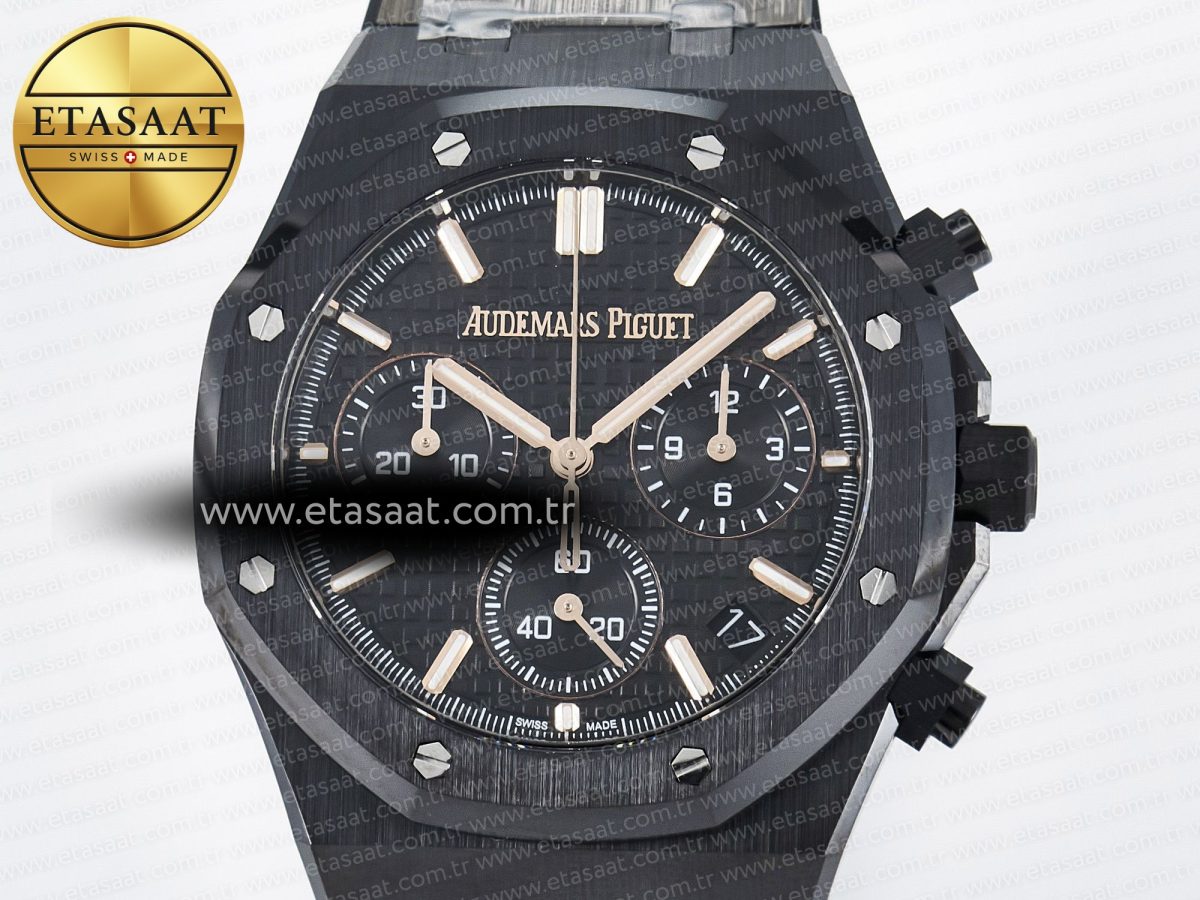 Audemars Piguet Royal Oak Chrono 26240 Black Ceramic APSF 1:1 Best Edition on Ceramic Bracelet SA4401 Super Clone - Görsel 4