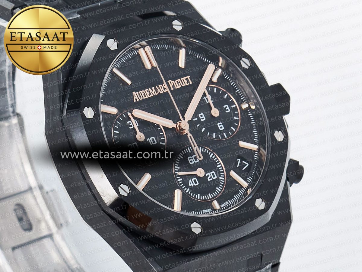 Audemars Piguet Royal Oak Chrono 26240 Black Ceramic APSF 1:1 Best Edition on Ceramic Bracelet SA4401 Super Clone - Görsel 5