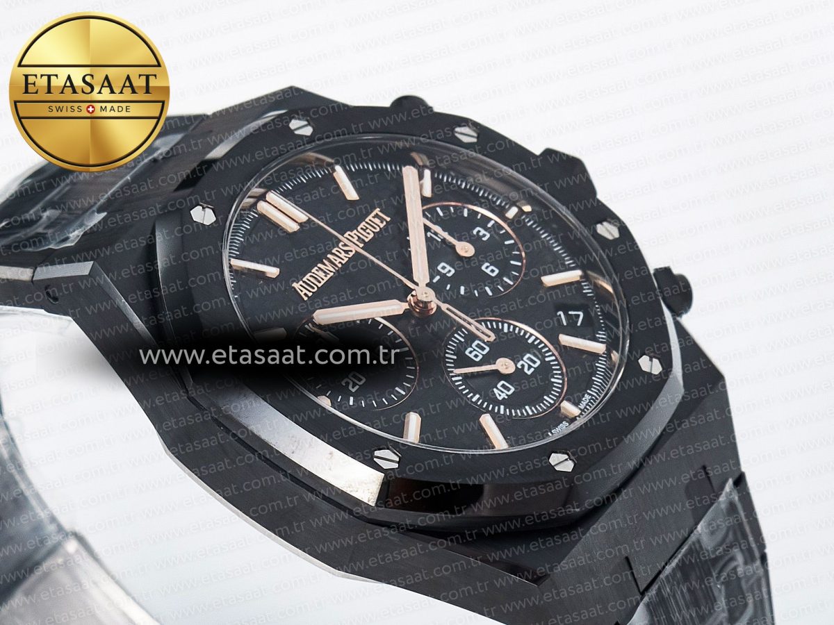 Audemars Piguet Royal Oak Chrono 26240 Black Ceramic APSF 1:1 Best Edition on Ceramic Bracelet SA4401 Super Clone - Görsel 7