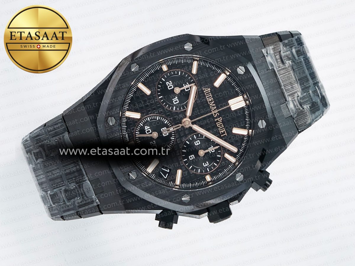 Audemars Piguet Royal Oak Chrono 26240 Black Ceramic APSF 1:1 Best Edition on Ceramic Bracelet SA4401 Super Clone - Görsel 8