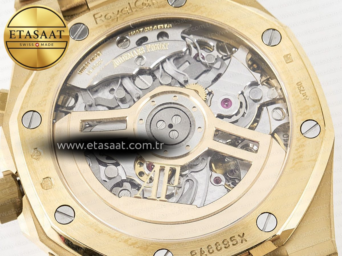 Audemars Piguet Royal Oak Chrono 26240 Frosted YG APSF 1:1 Best Edition YG Dial on Bracelet SA4401 Super Clone - Görsel 19