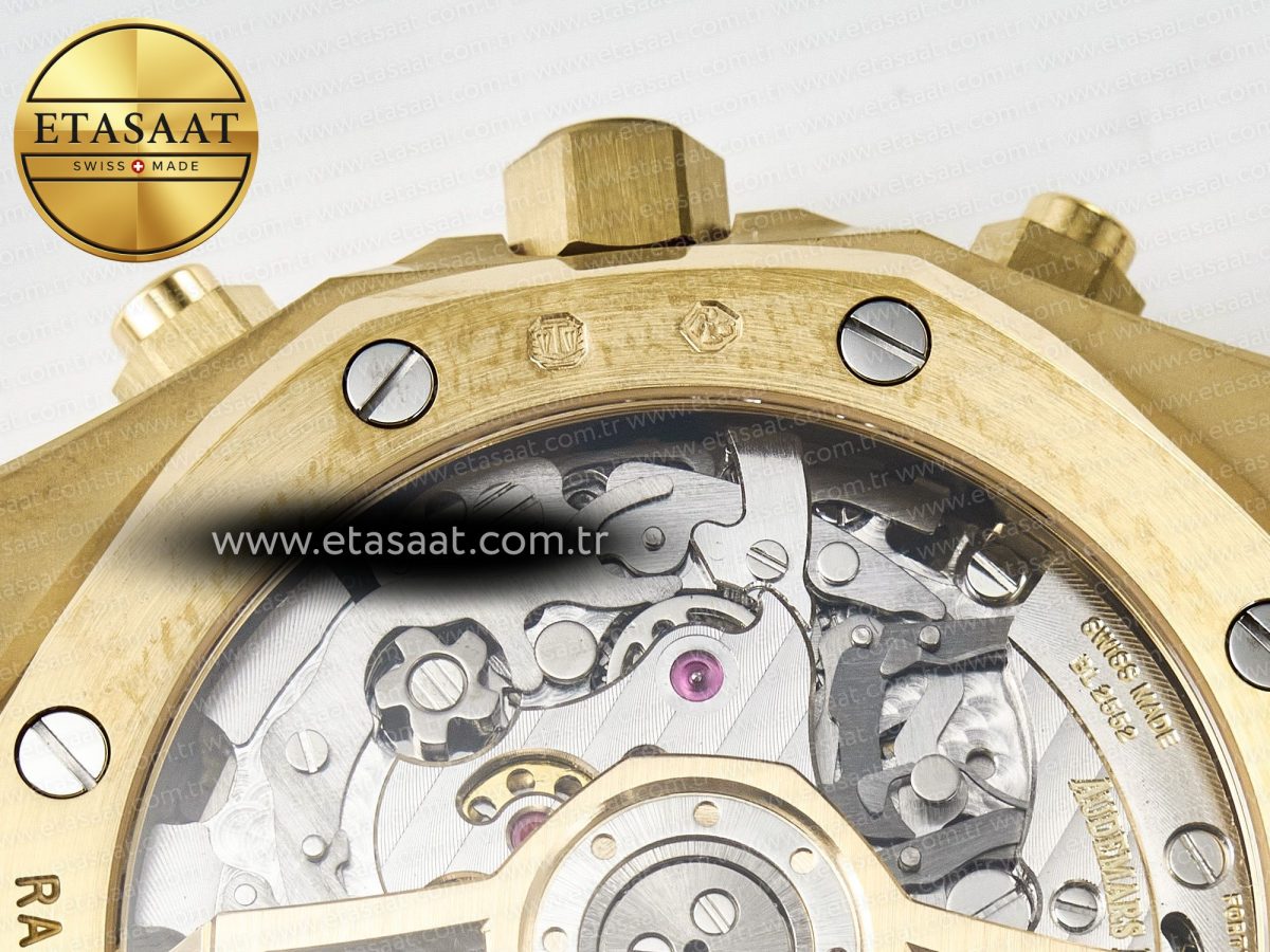 Audemars Piguet Royal Oak Chrono 26240 Frosted YG APSF 1:1 Best Edition YG Dial on Bracelet SA4401 Super Clone - Görsel 22