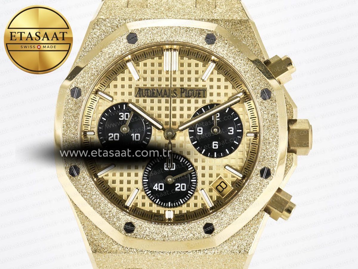 Audemars Piguet Royal Oak Chrono 26240 Frosted YG APSF 1:1 Best Edition YG Dial on Bracelet SA4401 Super Clone - Görsel 4