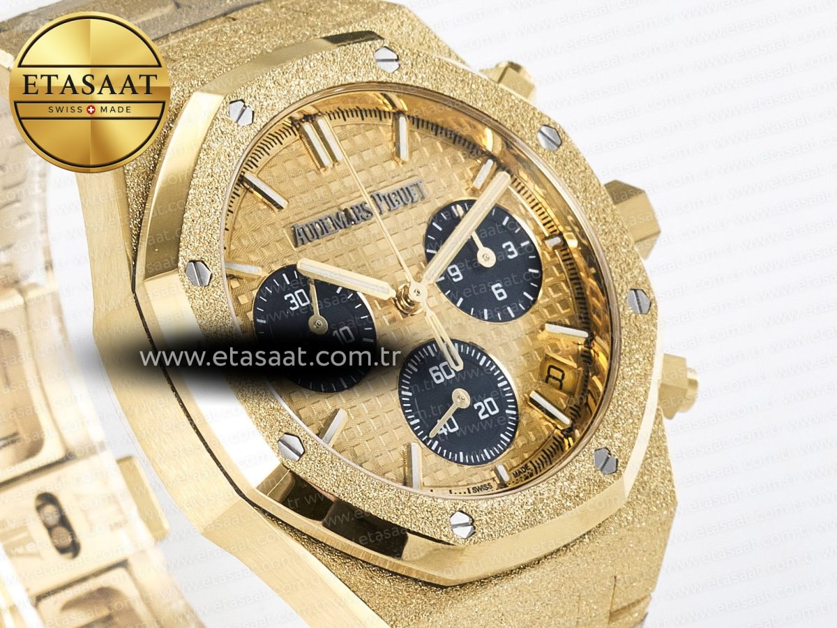 Audemars Piguet Royal Oak Chrono 26240 Frosted YG APSF 1:1 Best Edition YG Dial on Bracelet SA4401 Super Clone - Görsel 5