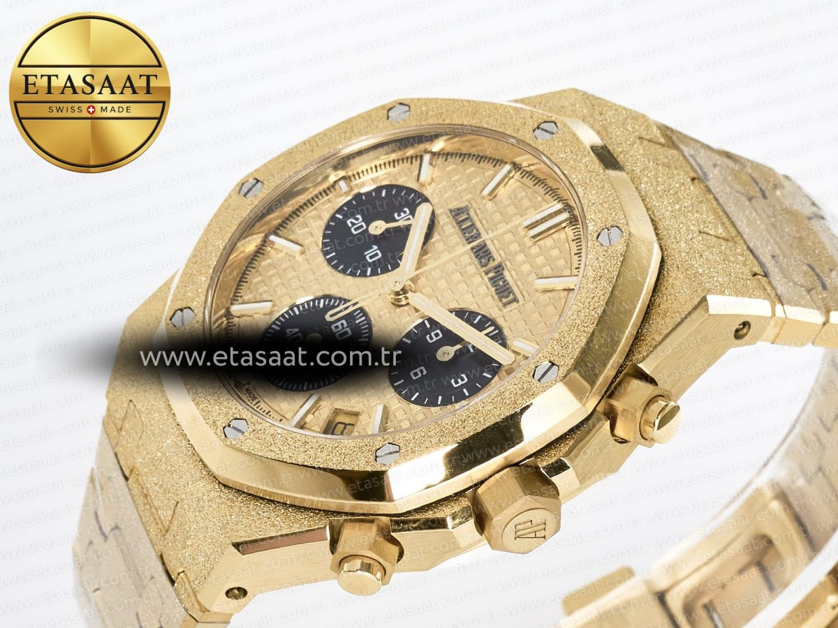 Audemars Piguet Royal Oak Chrono 26240 Frosted YG APSF 1:1 Best Edition YG Dial on Bracelet SA4401 Super Clone - Görsel 6