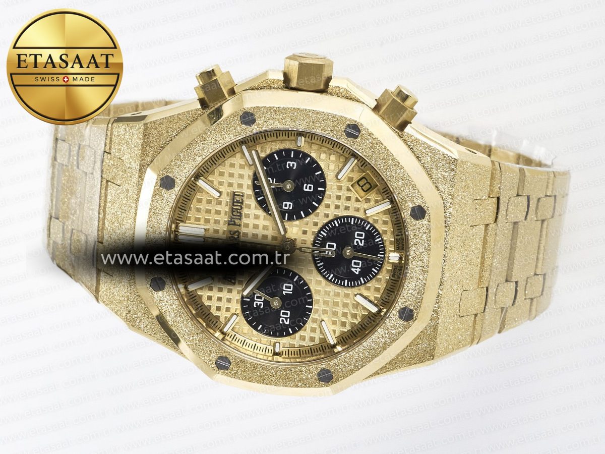 Audemars Piguet Royal Oak Chrono 26240 Frosted YG APSF 1:1 Best Edition YG Dial on Bracelet SA4401 Super Clone - Görsel 9