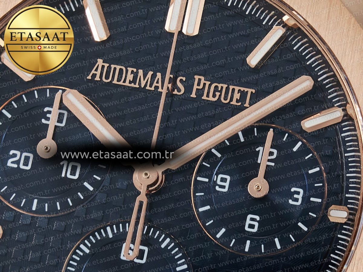 Audemars Piguet Royal Oak Chrono 26240 RG APSF 1:1 Best Edition Blue Dial on RG Bracelet SA4401 Super Clone - Görsel 11