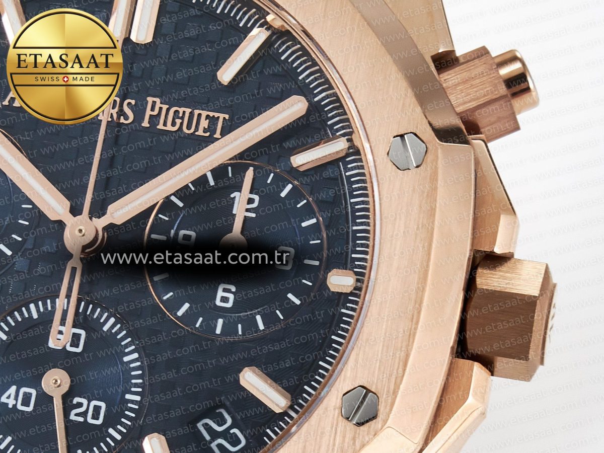 Audemars Piguet Royal Oak Chrono 26240 RG APSF 1:1 Best Edition Blue Dial on RG Bracelet SA4401 Super Clone - Görsel 12