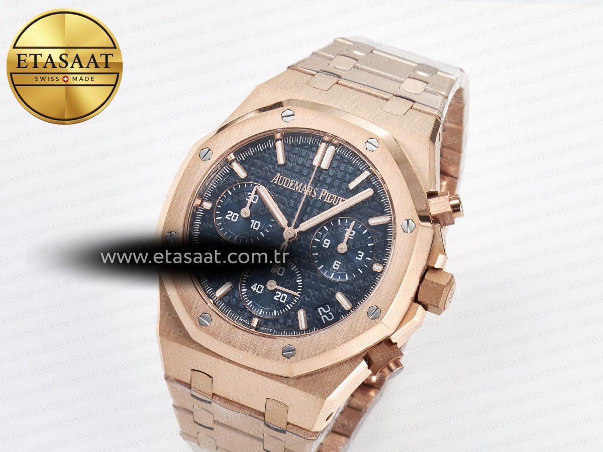Audemars Piguet Royal Oak Chrono 26240 RG APSF 1:1 Best Edition Blue Dial on RG Bracelet SA4401 Super Clone - Görsel 2