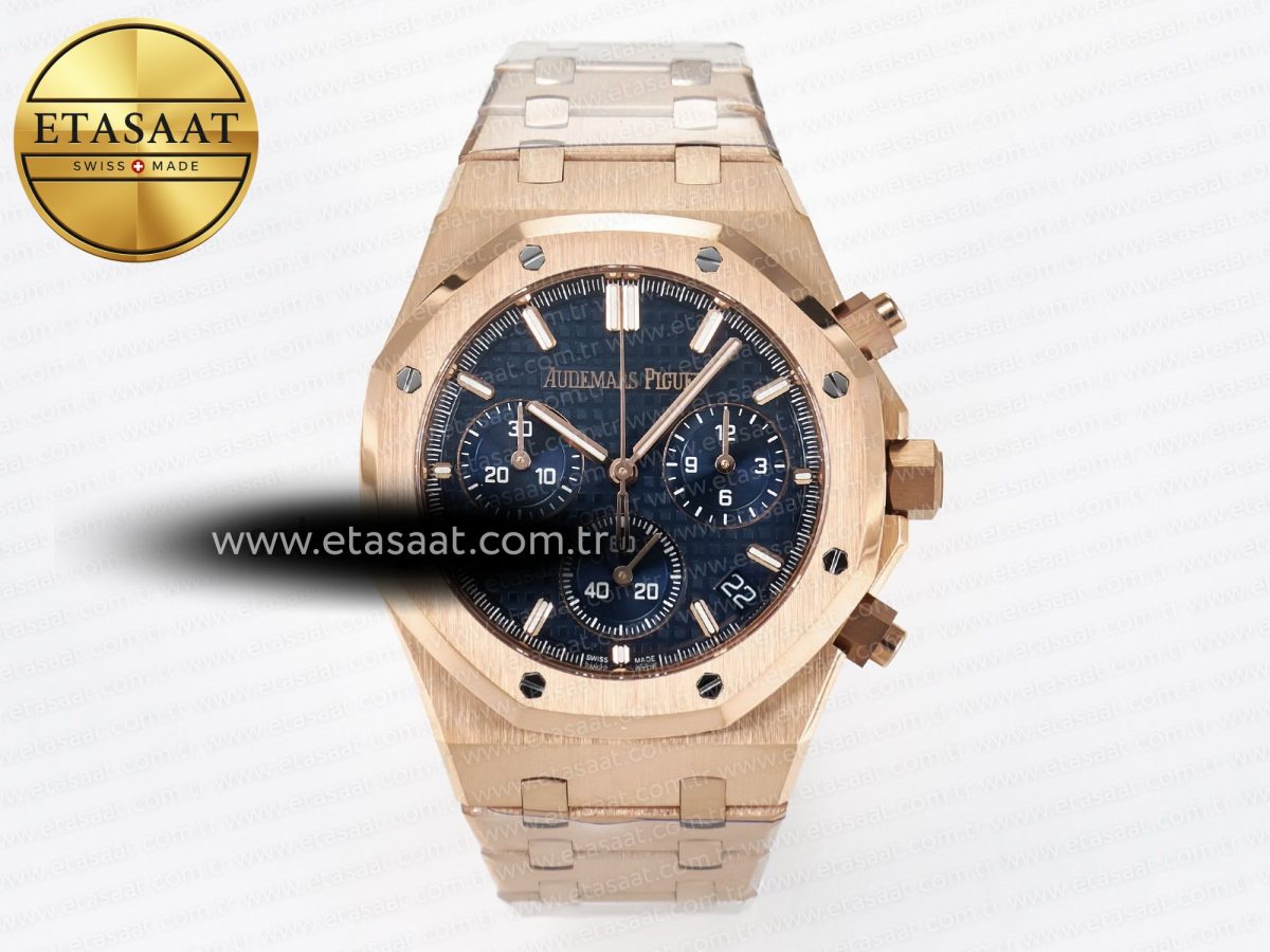 Audemars Piguet Royal Oak Chrono 26240 RG APSF 1:1 Best Edition Blue Dial on RG Bracelet SA4401 Super Clone - Görsel 3