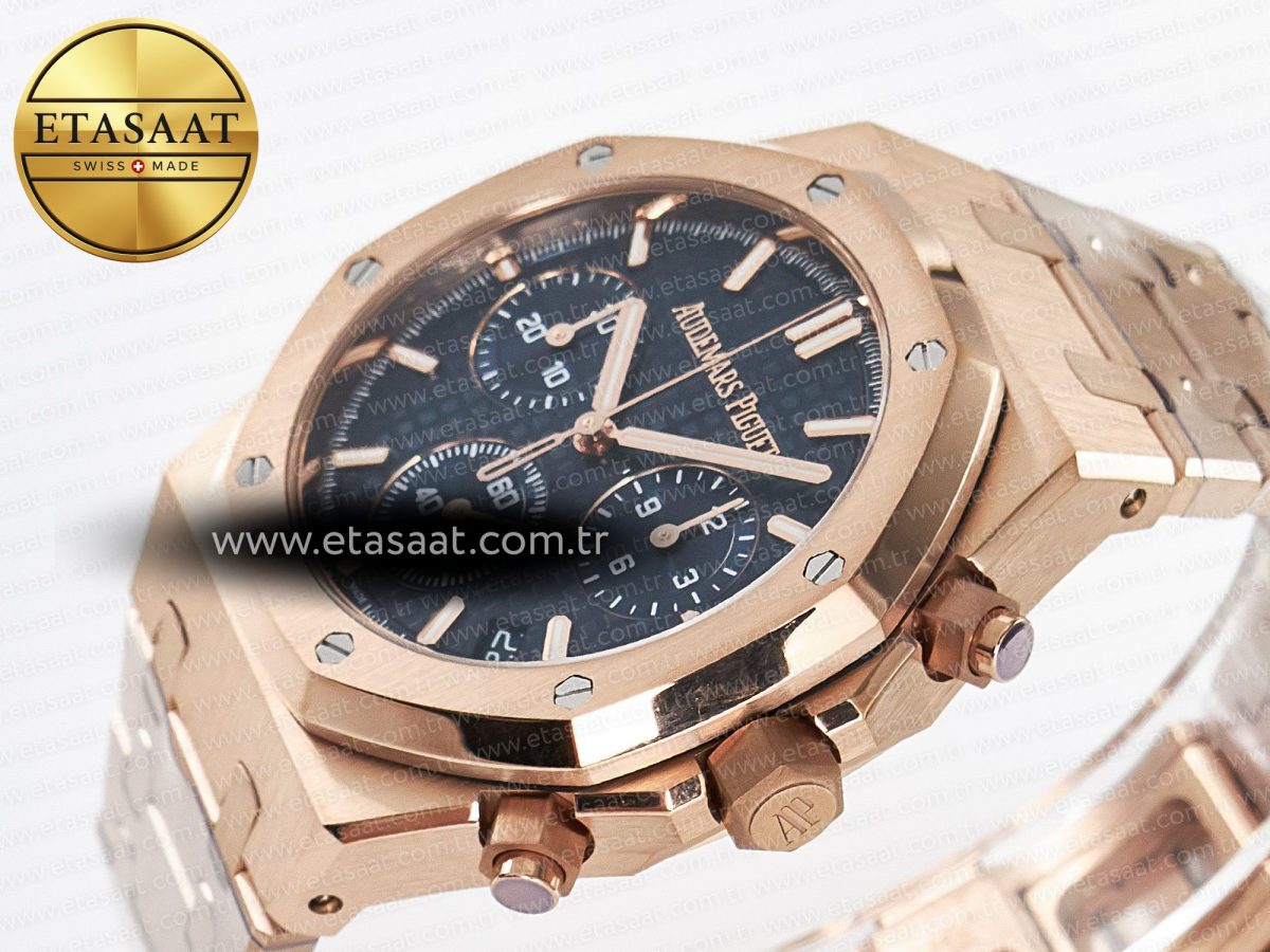Audemars Piguet Royal Oak Chrono 26240 RG APSF 1:1 Best Edition Blue Dial on RG Bracelet SA4401 Super Clone - Görsel 6