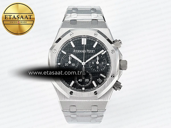 Audemars Piguet Royal Oak Kronograf 26240 APSF Siyah SA4401 Eta Saat - 1:1 Süper Klon Replika Saat