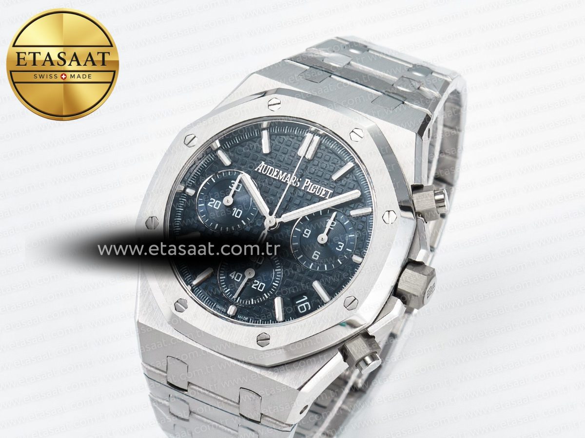 Audemars Piguet Royal Oak Chrono 26240 SS APSF 1:1 Best Edition Blue Dial on SS Bracelet SA4401 Super Clone - Görsel 1