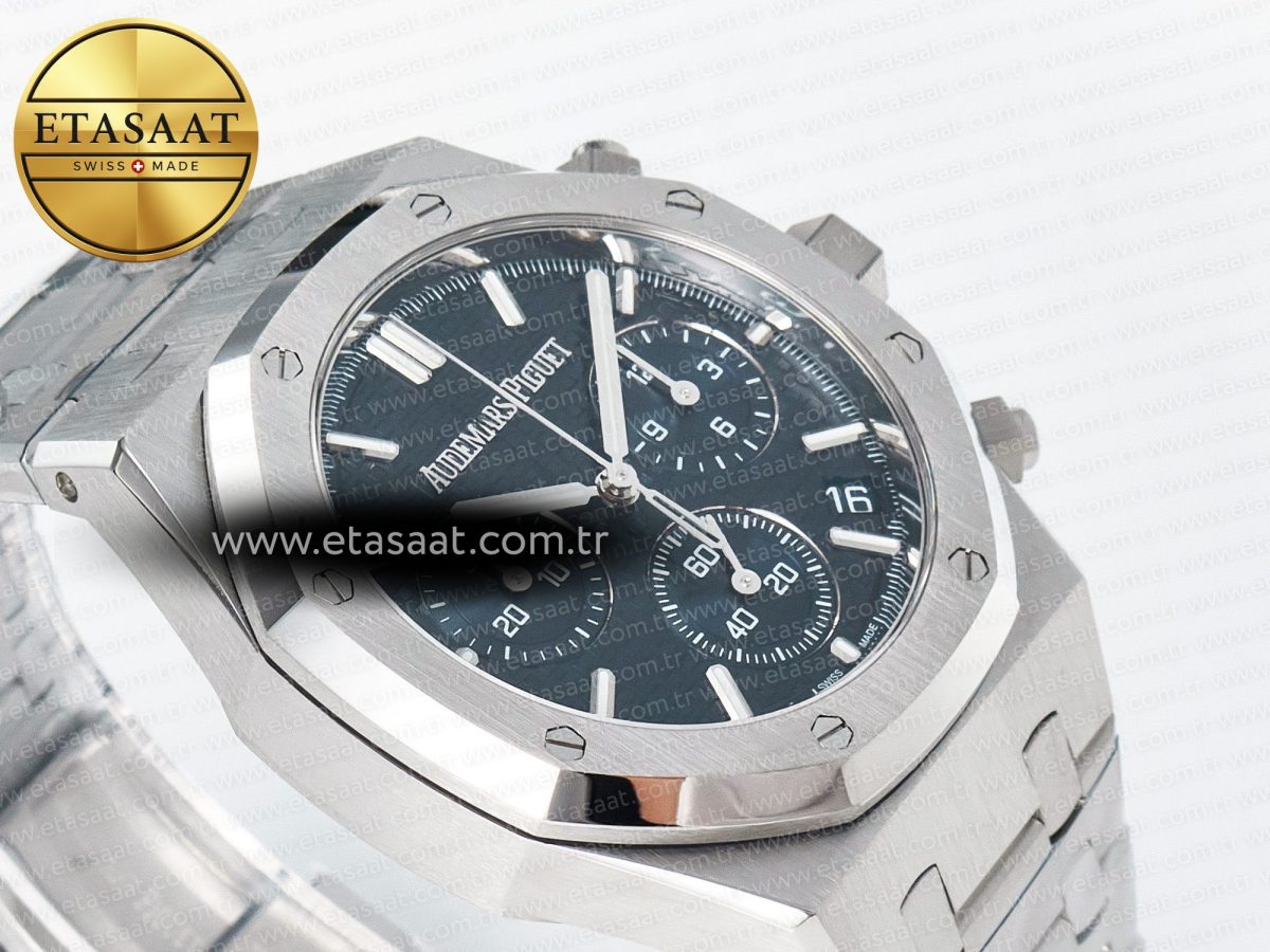 Audemars Piguet Royal Oak Chrono 26240 SS APSF 1:1 Best Edition Blue Dial on SS Bracelet SA4401 Super Clone - Görsel 7
