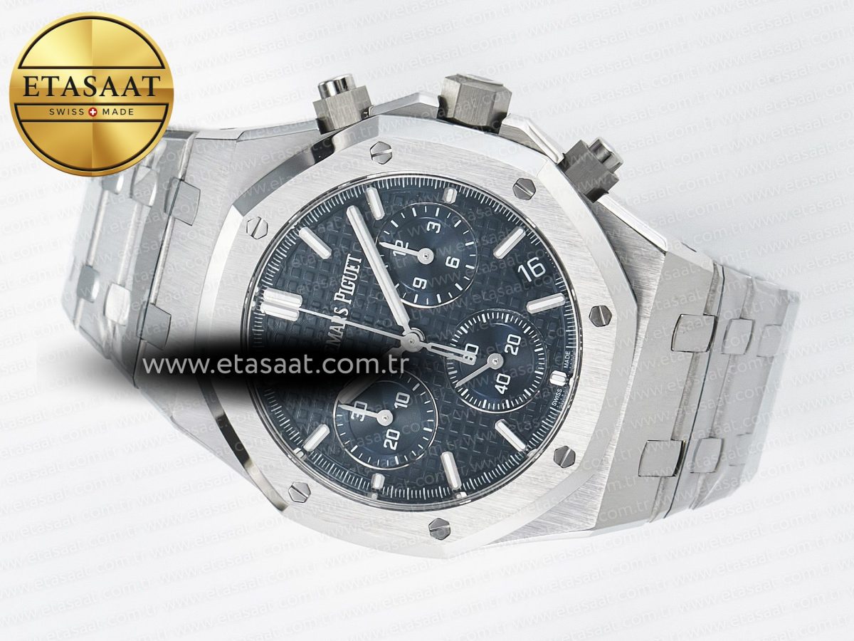 Audemars Piguet Royal Oak Chrono 26240 SS APSF 1:1 Best Edition Blue Dial on SS Bracelet SA4401 Super Clone - Görsel 9