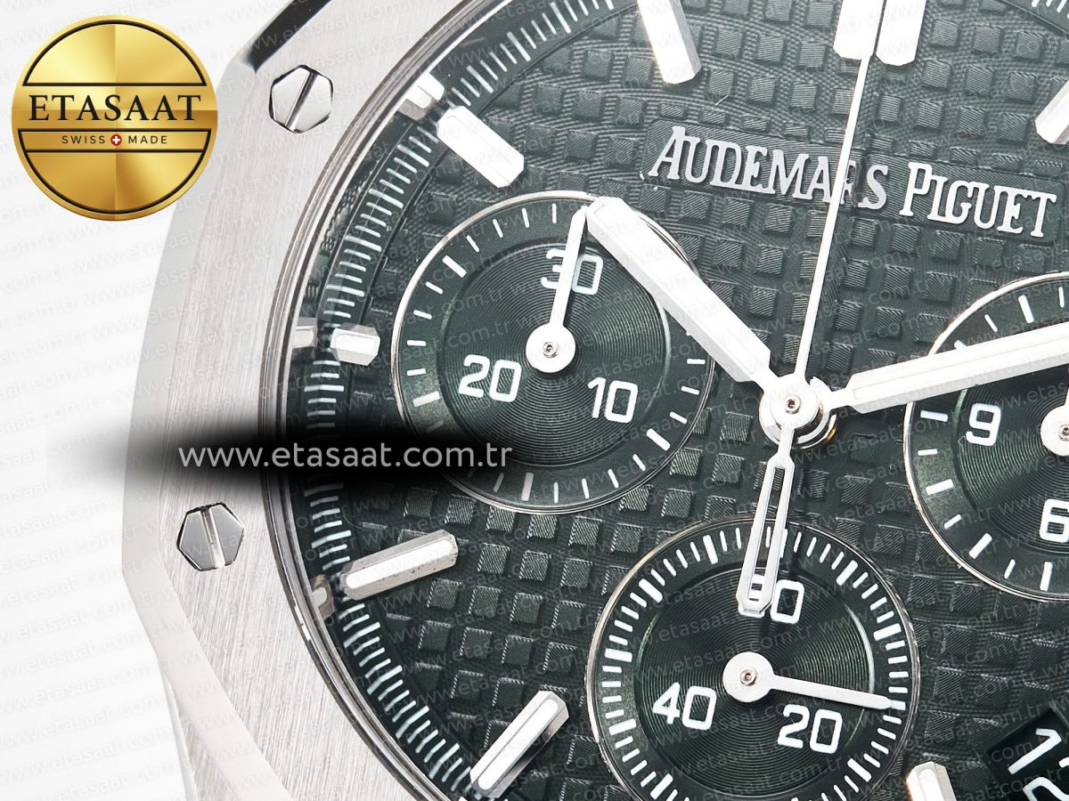 Audemars Piguet Royal Oak Chrono 26240 SS APSF 1:1 Best Edition Green Dial on SS Bracelet SA4401 Super Clone - Görsel 10