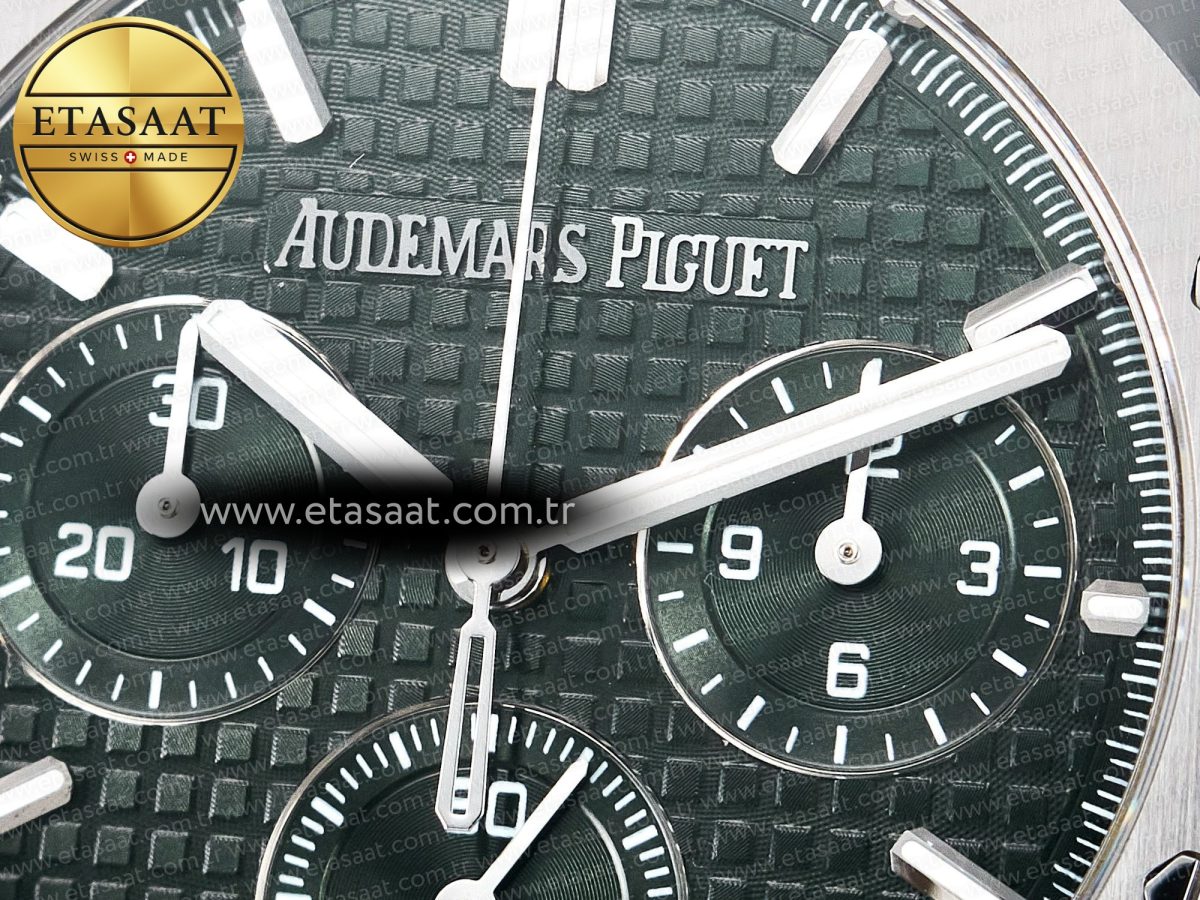 Audemars Piguet Royal Oak Chrono 26240 SS APSF 1:1 Best Edition Green Dial on SS Bracelet SA4401 Super Clone - Görsel 11
