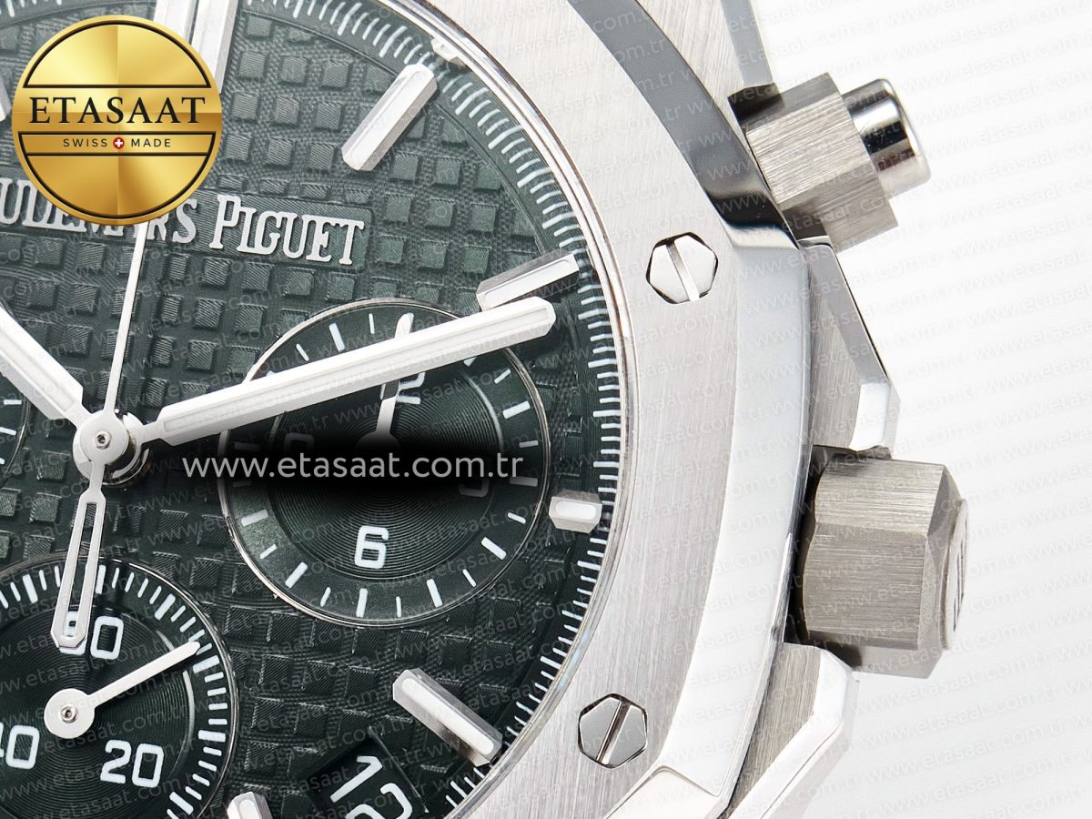 Audemars Piguet Royal Oak Chrono 26240 SS APSF 1:1 Best Edition Green Dial on SS Bracelet SA4401 Super Clone - Görsel 12