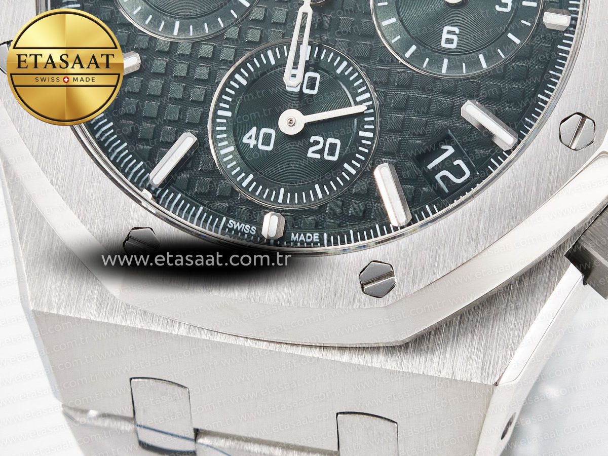 Audemars Piguet Royal Oak Chrono 26240 SS APSF 1:1 Best Edition Green Dial on SS Bracelet SA4401 Super Clone - Görsel 13