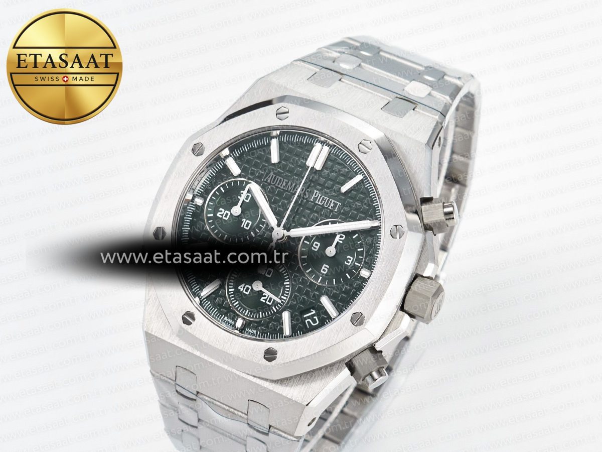 Audemars Piguet Royal Oak Chrono 26240 SS APSF 1:1 Best Edition Green Dial on SS Bracelet SA4401 Super Clone - Görsel 2