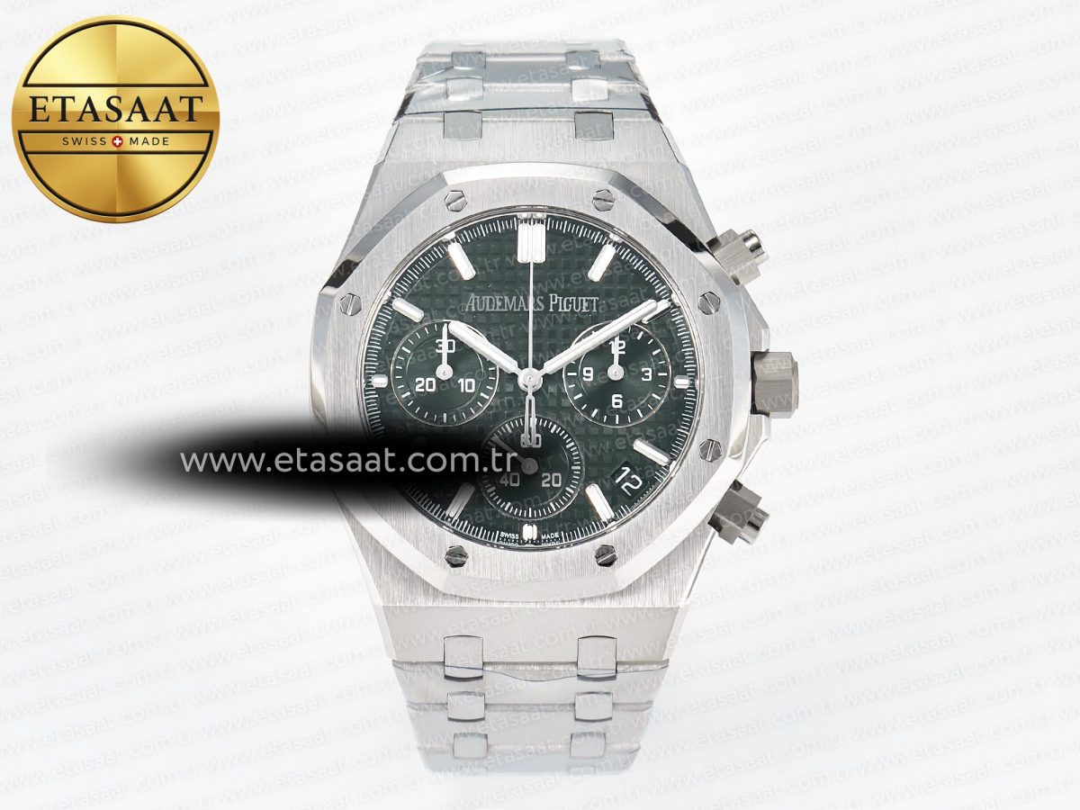 Audemars Piguet Royal Oak Chrono 26240 SS APSF 1:1 Best Edition Green Dial on SS Bracelet SA4401 Super Clone - Görsel 3