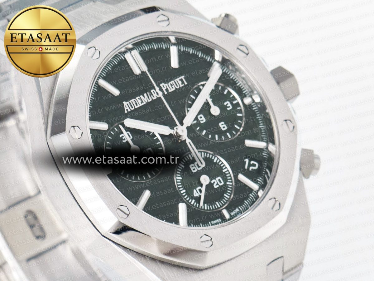 Audemars Piguet Royal Oak Chrono 26240 SS APSF 1:1 Best Edition Green Dial on SS Bracelet SA4401 Super Clone - Görsel 5