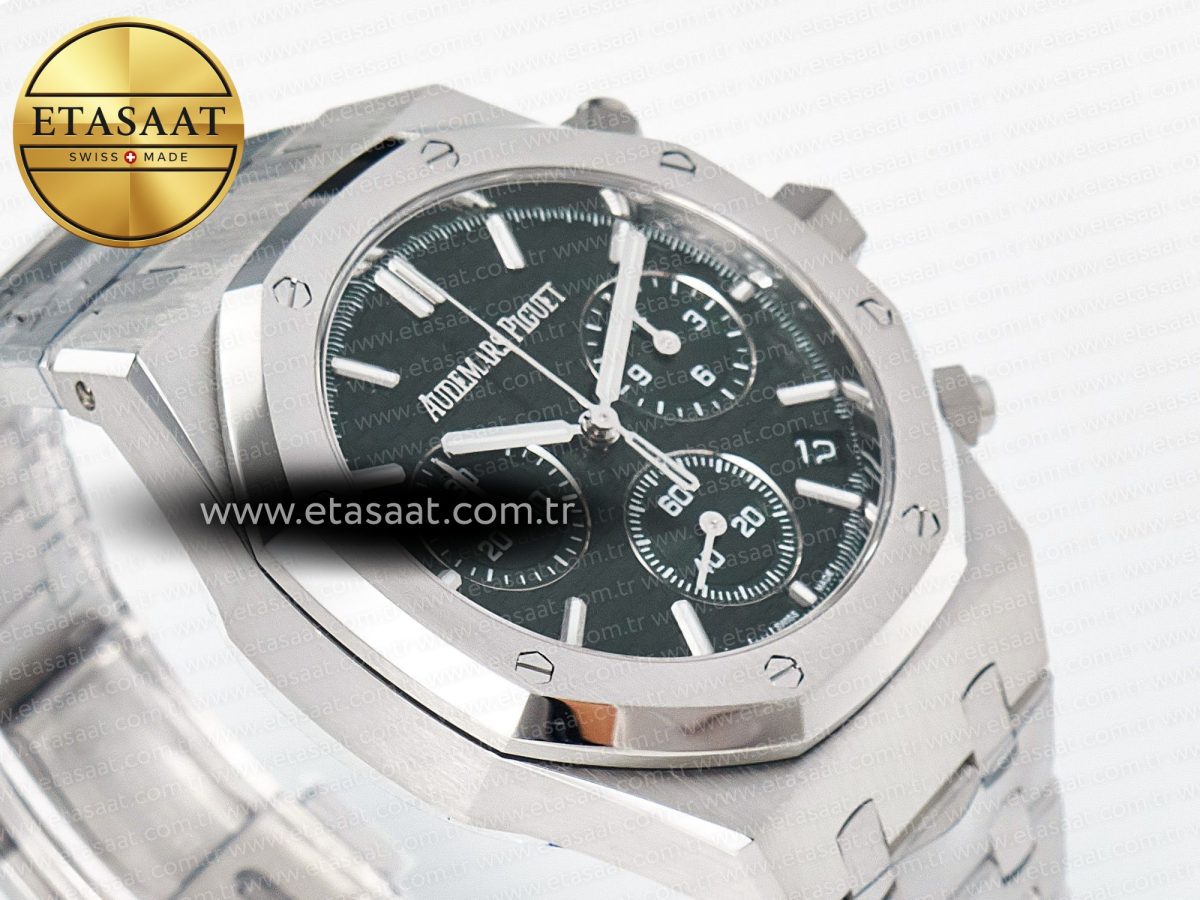 Audemars Piguet Royal Oak Chrono 26240 SS APSF 1:1 Best Edition Green Dial on SS Bracelet SA4401 Super Clone - Görsel 7