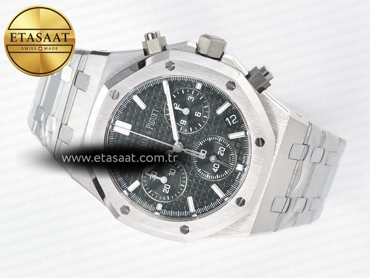 Audemars Piguet Royal Oak Chrono 26240 SS APSF 1:1 Best Edition Green Dial on SS Bracelet SA4401 Super Clone - Görsel 9