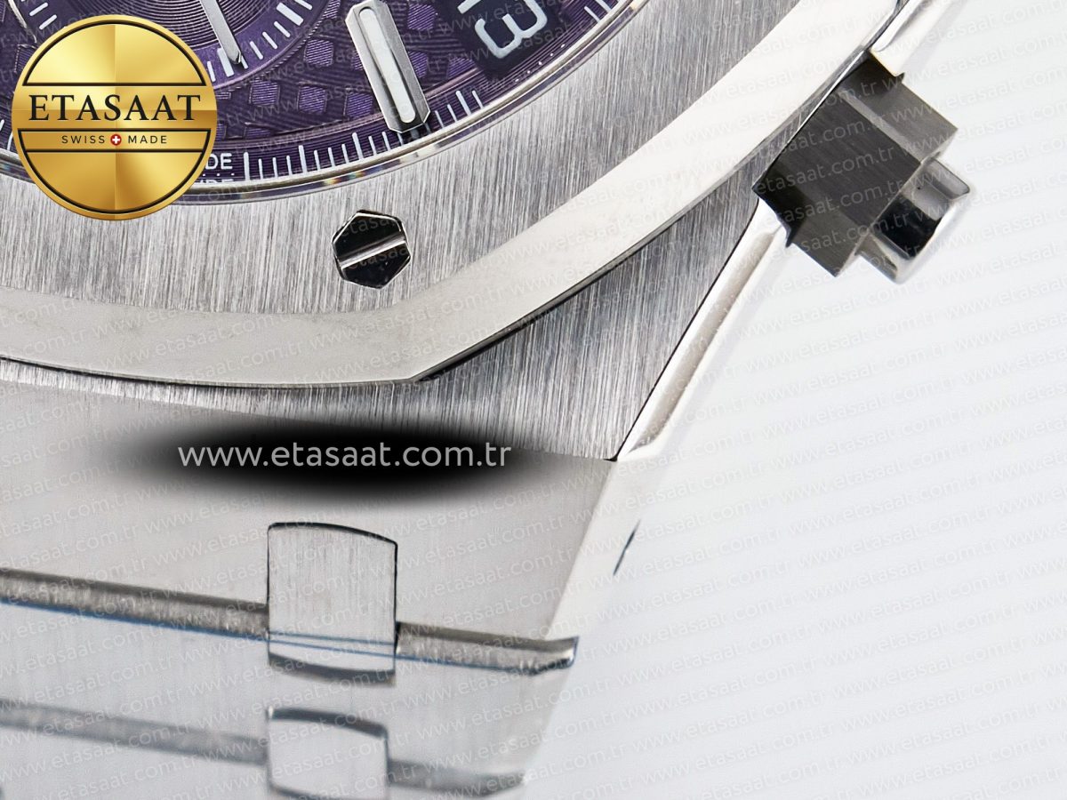 Audemars Piguet Royal Oak Chrono 26240 SS APSF 1:1 Best Edition Purple Dial on SS Bracelet SA4401 Super Clone - Görsel 14
