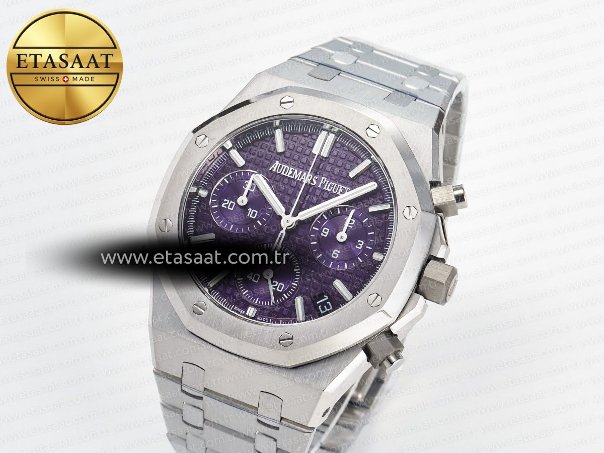 Audemars Piguet Royal Oak Chrono 26240 SS APSF 1:1 Best Edition Purple Dial on SS Bracelet SA4401 Super Clone - Görsel 2