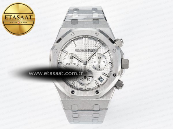 Audemars Piguet Royal Oak Kronograf 26240 APSF Gümüş SA4401 Eta Saat - 1:1 Süper Klon Replika Saat