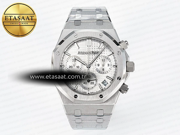 Audemars Piguet Royal Oak Kronograf 26240 APSF Gümüş SA4401 Eta Saat - 1:1 Süper Klon Replika Saat