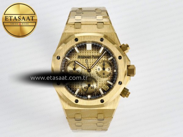 Audemars Piguet Royal Oak Krono 26240 YG APSF Altın SA4401 Eta Saat - 1:1 Süper Klon Replika Saat