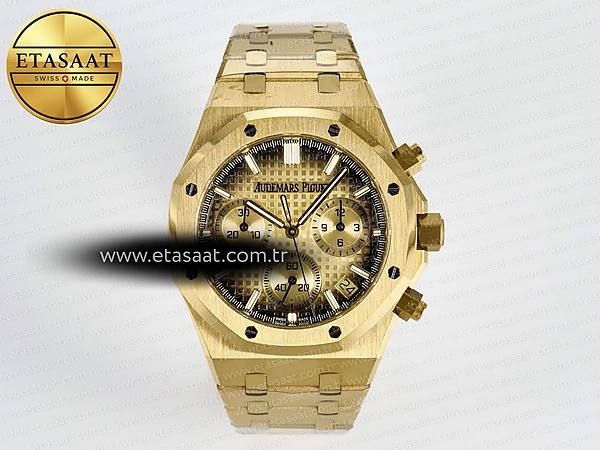 Audemars Piguet Royal Oak Krono 26240 YG APSF Altın SA4401 Eta Saat - 1:1 Süper Klon Replika Saat