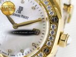Audemars Piguet Royal Oak Ladies 33mm YG DRF Best Edition MOP Dial Diamonds Bezel on White Rubber Strap ETA Quartz - Görsel 11