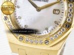 Audemars Piguet Royal Oak Ladies 33mm YG DRF Best Edition MOP Dial Diamonds Bezel on White Rubber Strap ETA Quartz - Görsel 12