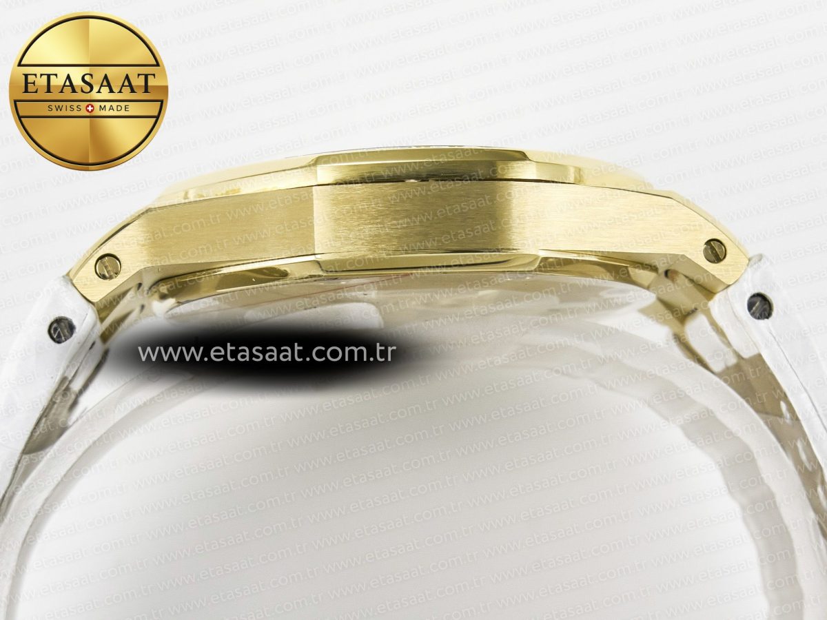 Audemars Piguet Royal Oak Ladies 33mm YG DRF Best Edition MOP Dial Diamonds Bezel on White Rubber Strap ETA Quartz - Görsel 13