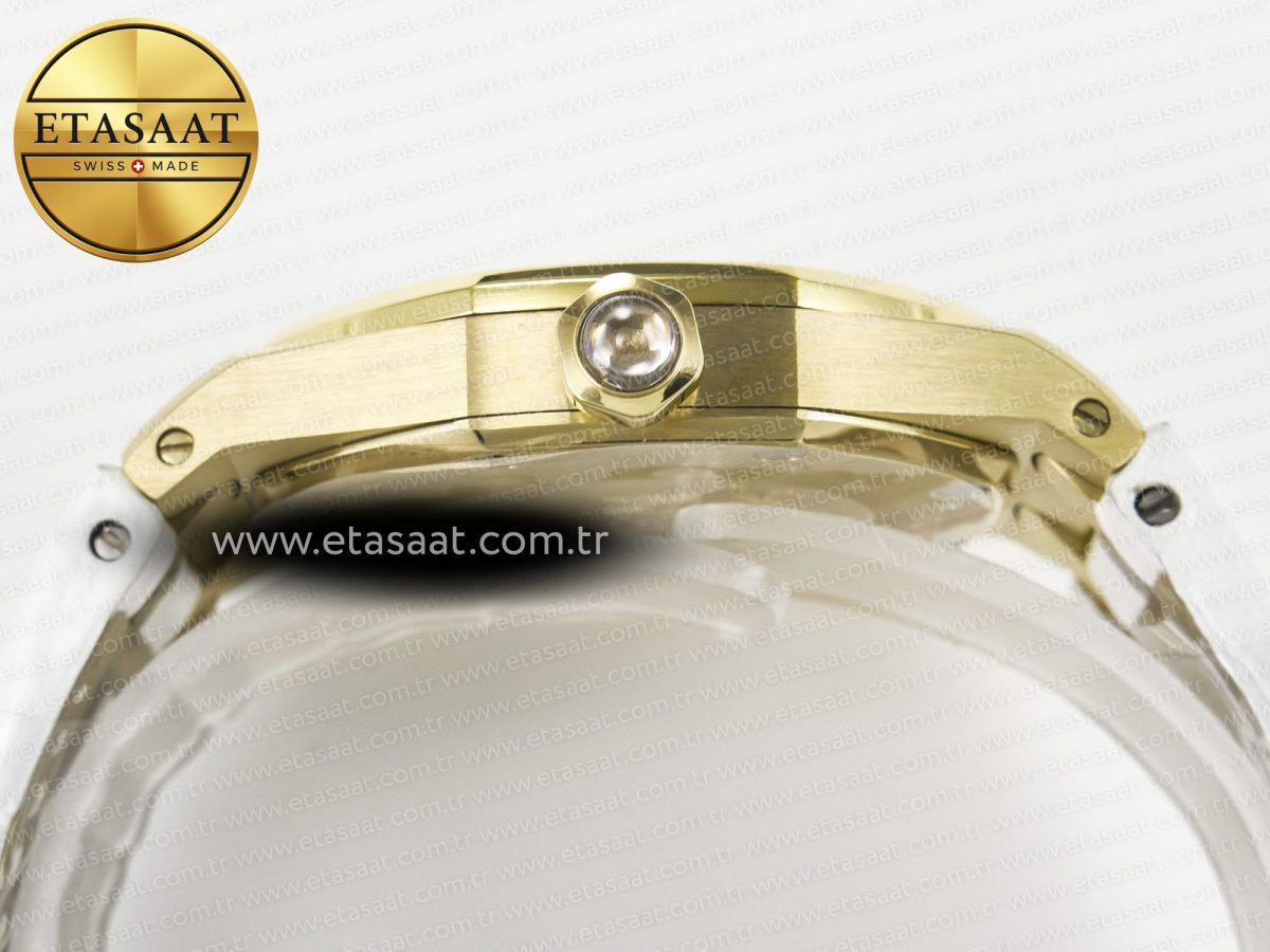 Audemars Piguet Royal Oak Ladies 33mm YG DRF Best Edition MOP Dial Diamonds Bezel on White Rubber Strap ETA Quartz - Görsel 14