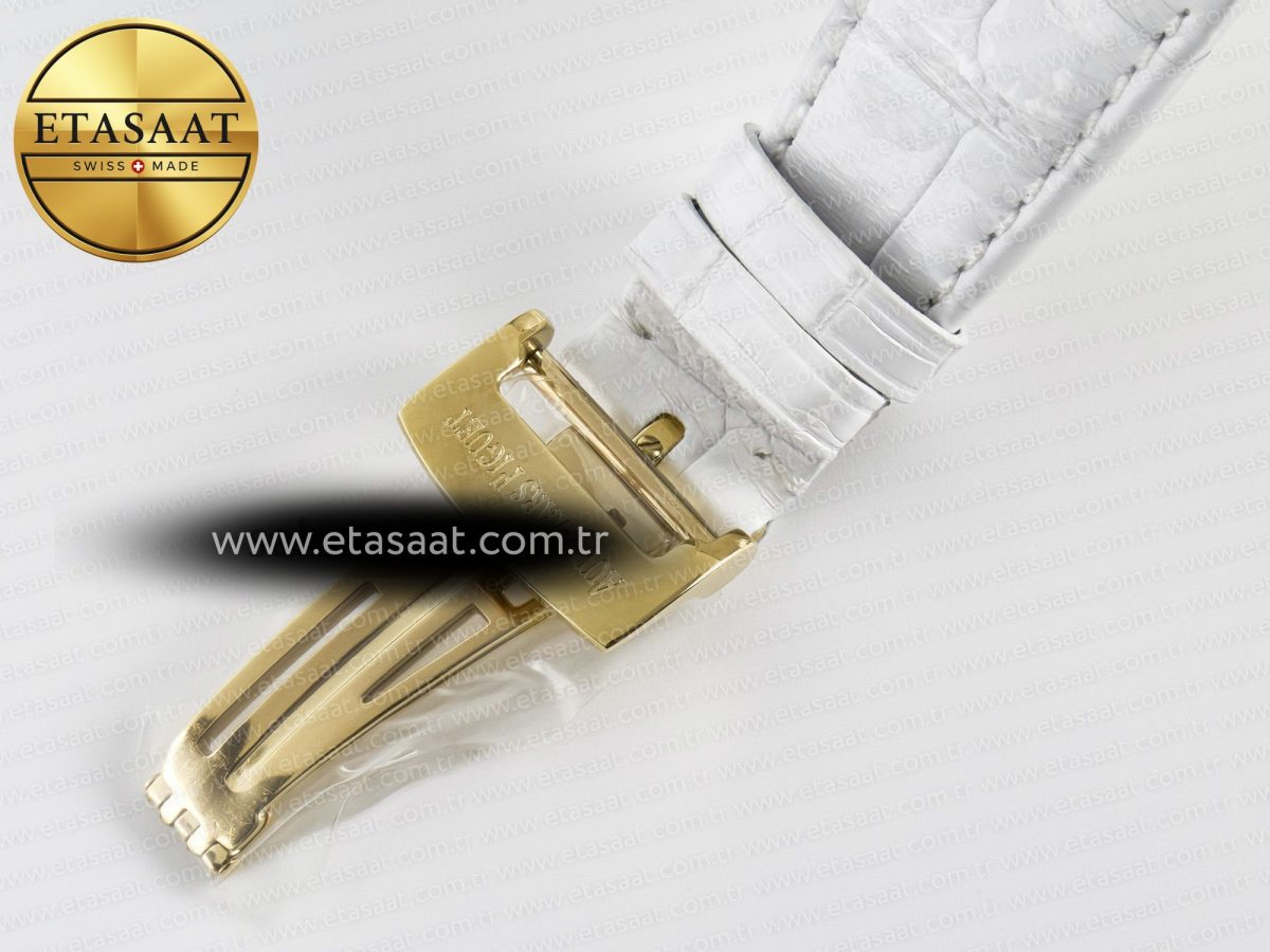 Audemars Piguet Royal Oak Ladies 33mm YG DRF Best Edition MOP Dial Diamonds Bezel on White Rubber Strap ETA Quartz - Görsel 19
