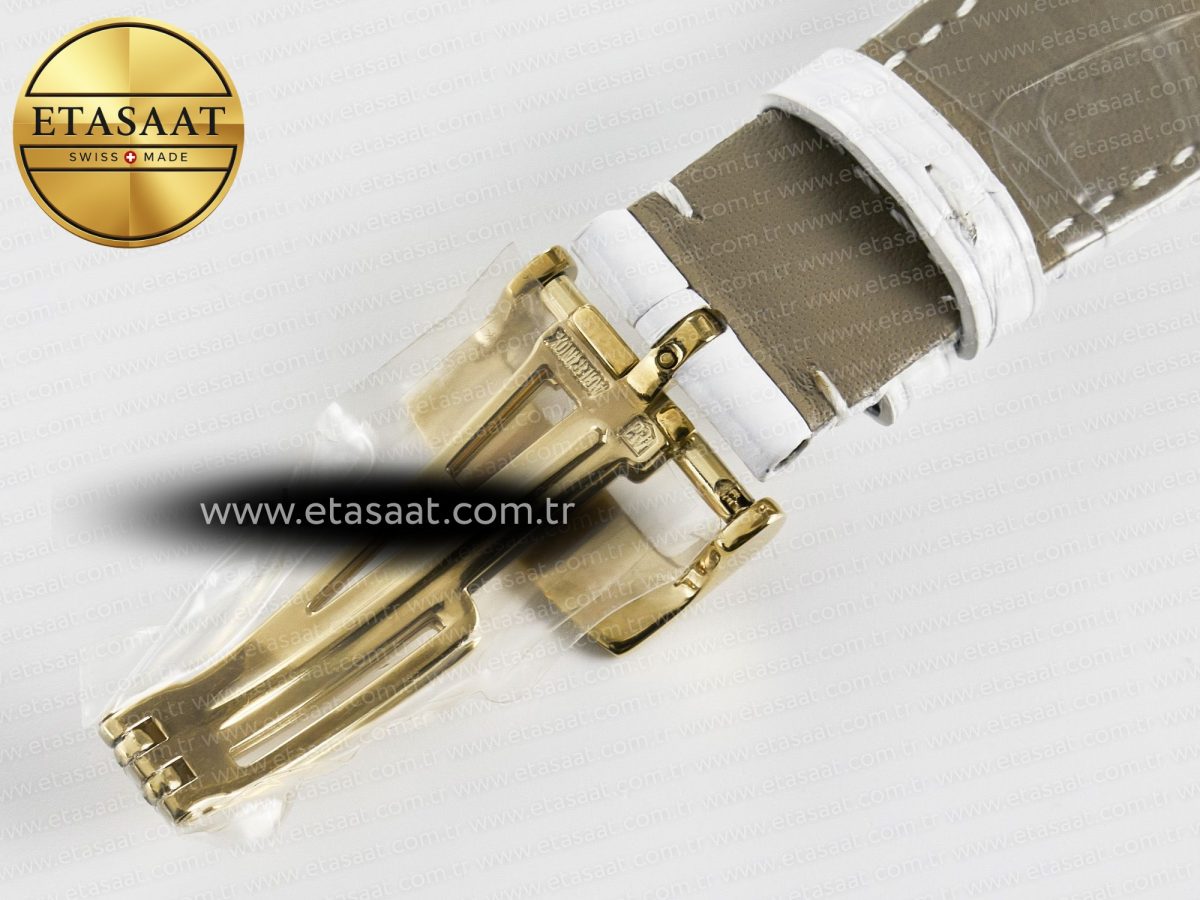Audemars Piguet Royal Oak Ladies 33mm YG DRF Best Edition MOP Dial Diamonds Bezel on White Rubber Strap ETA Quartz - Görsel 21