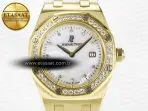 Audemars Piguet Royal Oak Ladies 33mm YG DRF Best Edition MOP Dial Diamonds Bezel on White Rubber Strap ETA Quartz - Görsel 4
