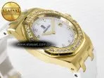 Audemars Piguet Royal Oak Ladies 33mm YG DRF Best Edition MOP Dial Diamonds Bezel on White Rubber Strap ETA Quartz - Görsel 7