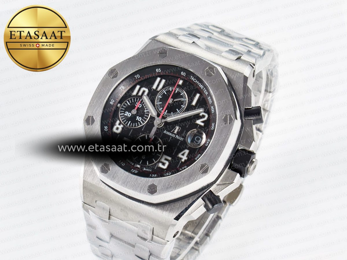 Audemars Piguet Royal Oak Offshore 42mm Black Themes Best Edition Black Dial on SS Bracelet A7750 - Görsel 1