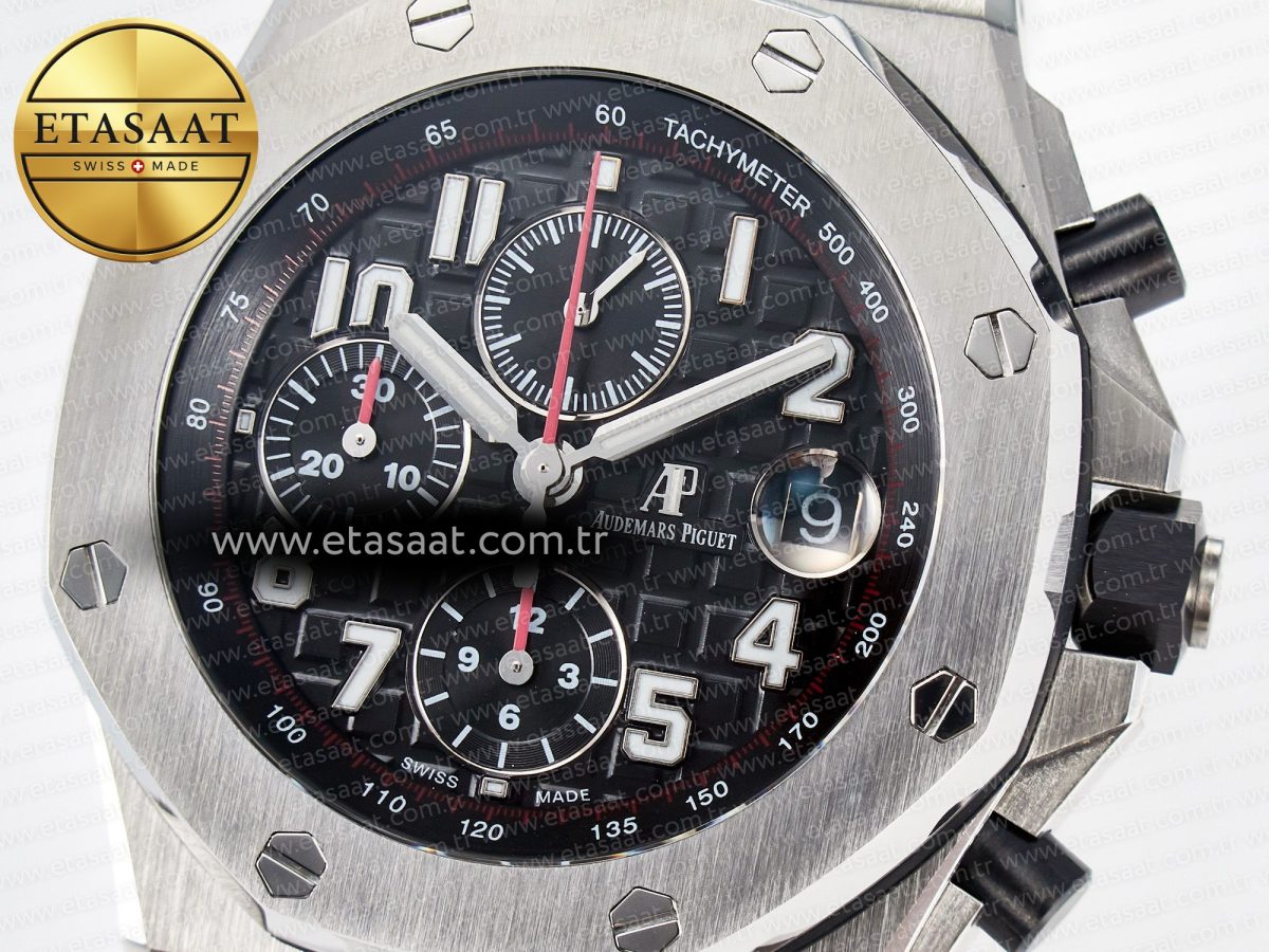 Audemars Piguet Royal Oak Offshore 42mm Black Themes Best Edition Black Dial on SS Bracelet A7750 - Görsel 10