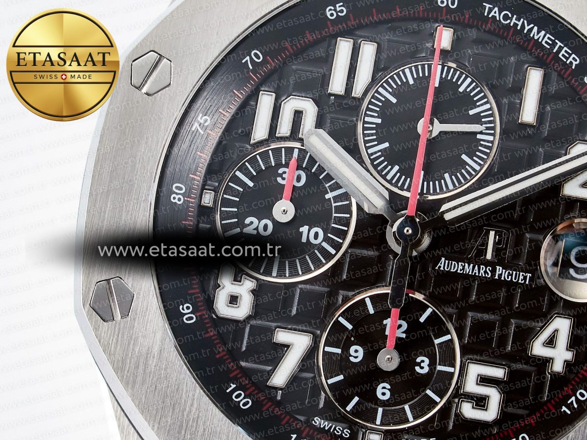 Audemars Piguet Royal Oak Offshore 42mm Black Themes Best Edition Black Dial on SS Bracelet A7750 - Görsel 11
