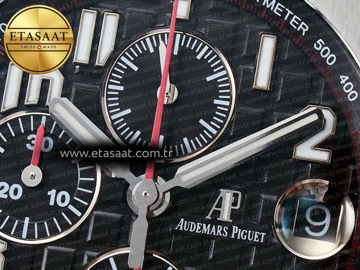Audemars Piguet Royal Oak Offshore 42mm Black Themes Best Edition Black Dial on SS Bracelet A7750 - Görsel 12