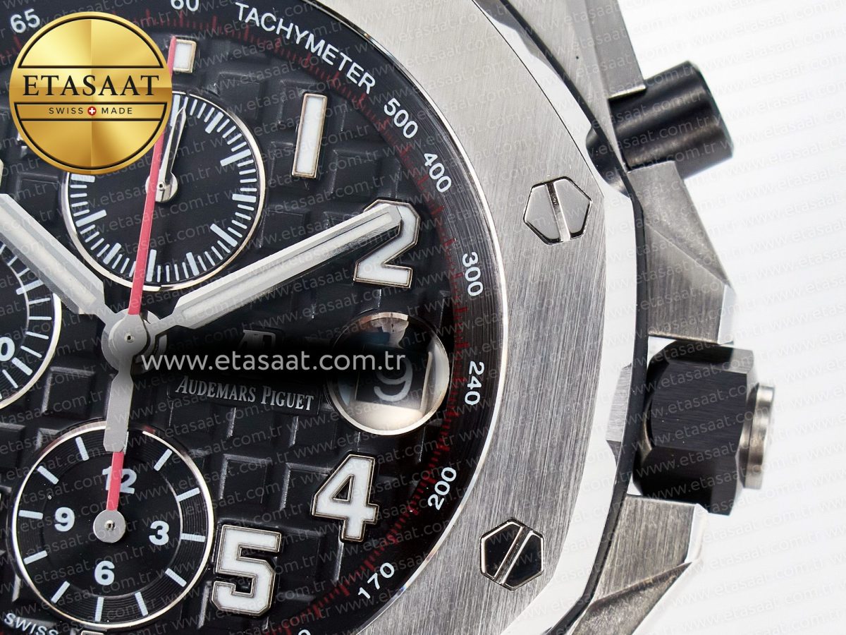 Audemars Piguet Royal Oak Offshore 42mm Black Themes Best Edition Black Dial on SS Bracelet A7750 - Görsel 13